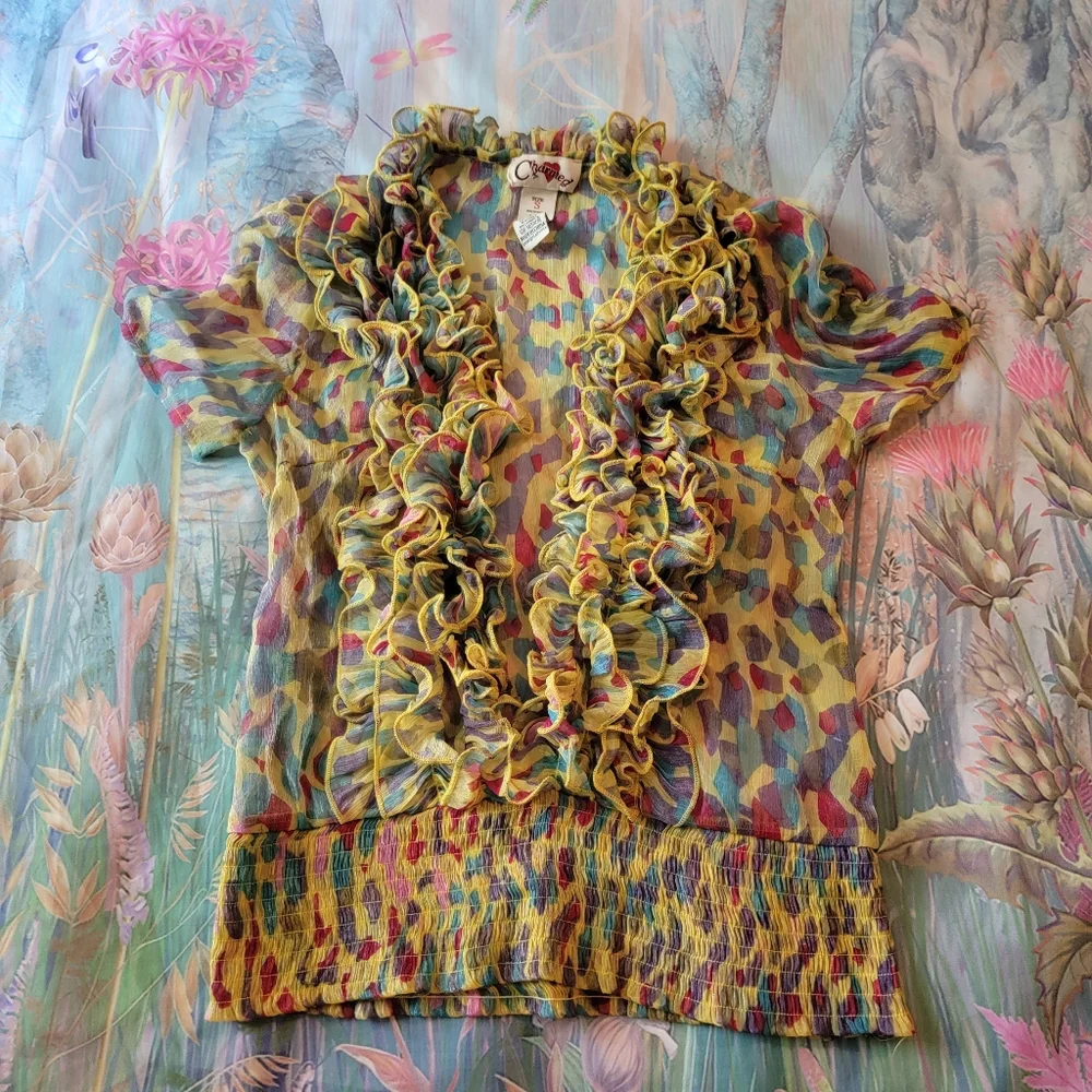 Sold90s Clowncore Blouse CHARMED Brand Size small - Picture 2 of 8